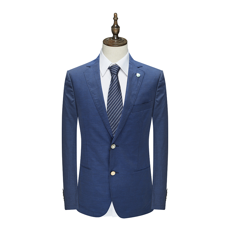 SL3仕东男式春秋西服 亚麻两粒扣后中开衩商务西装 深蓝色