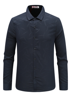 AB1422邦纳男春秋长袖衬衫 休闲商务上衣 深蓝色 时尚都市