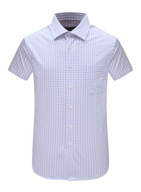 SA87萨男夏季短袖衬衫 棉意大利面料休闲上衣免烫 蓝色