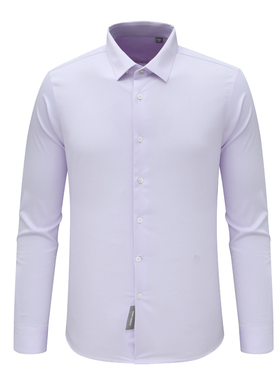 F3784鸟春秋男式长袖衬衫 百搭商务休闲上衣 淡紫色