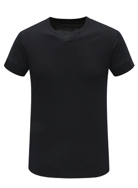 CA1028 机场货 卡夏季男式短袖T恤 桑蚕丝套头休闲商务 黑色弹力