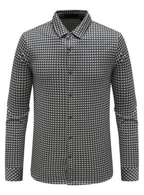 SF454路男式春秋长袖衬衫 棉翻领休闲商务上衣 灰色