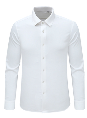 F3889鸟春秋男式长袖衬衫 百搭商务休闲上衣 白色弹力