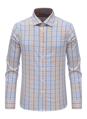 MY147美尔男式春秋长袖衬衫 棉休闲商务上衣 黄蓝色 时尚都市免烫