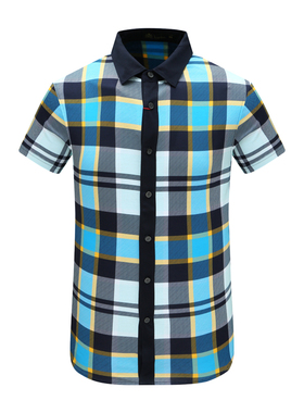 AB1365邦纳男夏季短袖衬衫 棉休闲商务上衣 蓝色 时尚都市