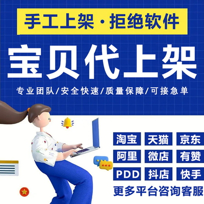 代淘宝店铺上架宝贝天猫详情页制作宝贝代上架京东产品发布政采云