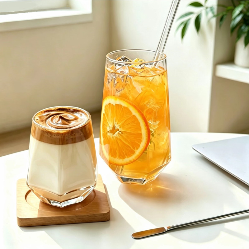 ins网红餐厅玻璃杯高颜值杯子饮品杯气泡杯果汁水果茶杯冰咖啡杯