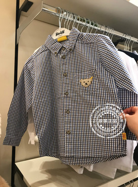 【国内现货】德国正品Steiff高端男女童装春秋泰迪熊纯棉格子衬衫