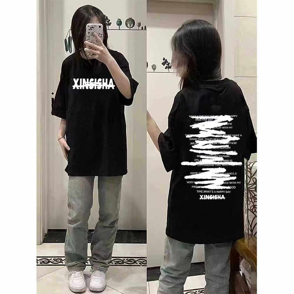嘻哈字母印花宽松夏季oversize