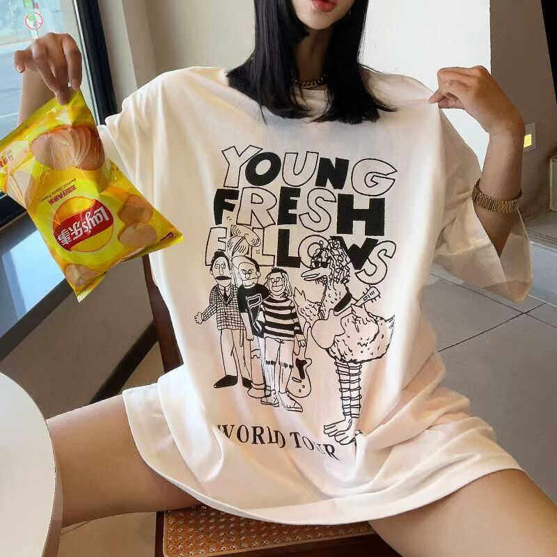 纯棉短袖设计感宽松白色美式复古