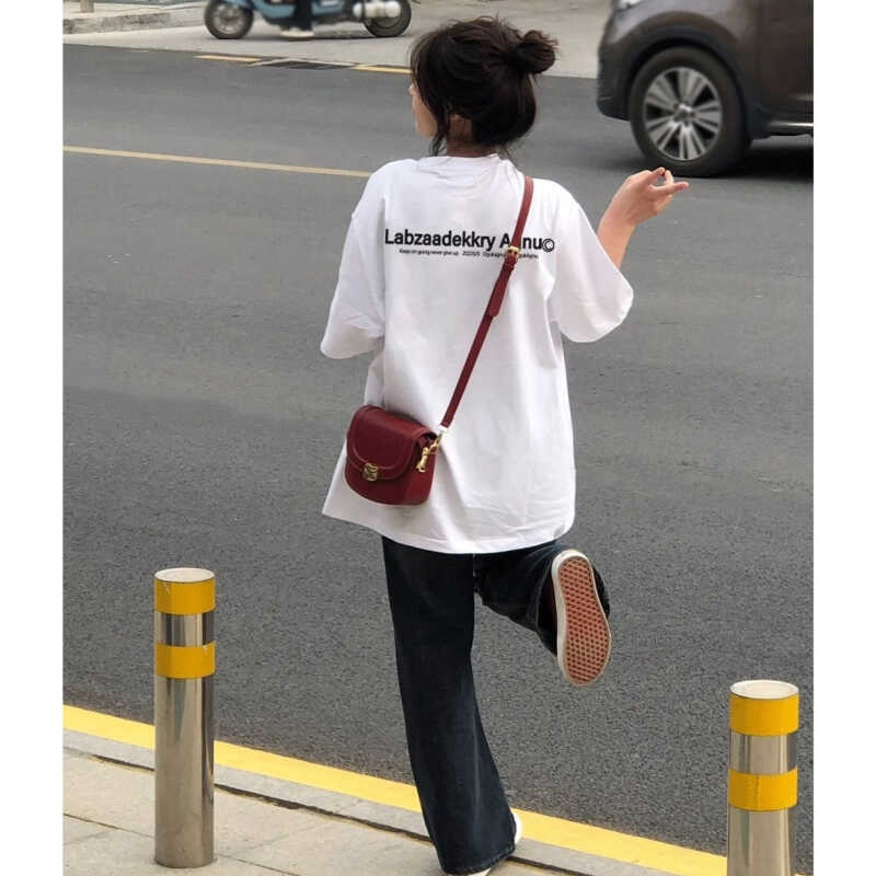 字母印花中长款夏季纯棉oversize
