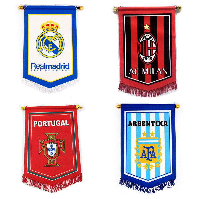 世界杯足球迷纪念用品皇马巴萨AC酒吧体彩站装饰挂旗帜队旗五角旗