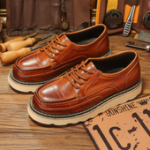 新款 工装 鞋 2025冬季 男休闲大头皮鞋 真皮潮流英伦风复古低帮马丁靴