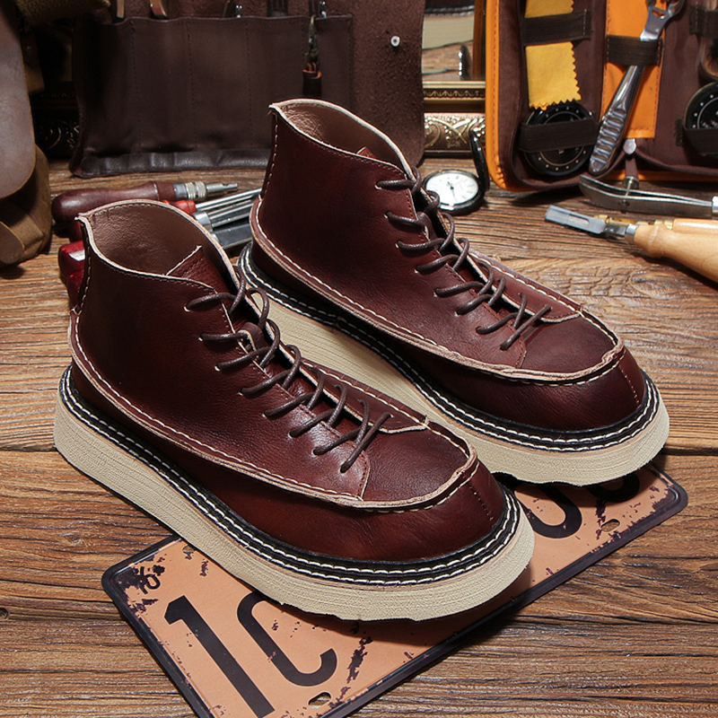 复古高帮头层牛皮马丁靴