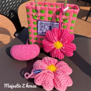 goodgoods#泰国正品网红毛线花挂件菜篮包配饰手工编织毛线花装饰