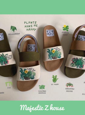 Thailand#泰国网红拖鞋KUUDOO独立设计夏季沙滩拖鞋清凉花朵绿色