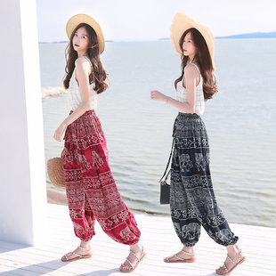 泰国大象灯笼裤大裤筒男女百搭大码休闲长裤薄款夏季运动瑜伽民族