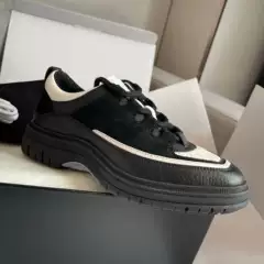 Dingban/New Color! Chanel-Style Black and White Panda Thick-Soled Sneakers for Women, Fashionable Height-Increasing Casual Shoes