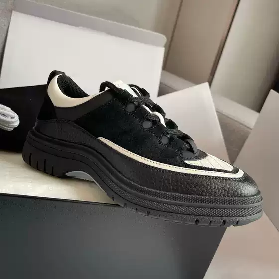 Dingban/New Color! Chanel-Style Black and White Panda Thick-Soled Sneakers for Women, Fashionable Height-Increasing Casual Shoes
