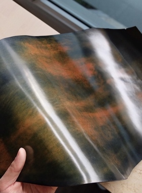 美国 HORWEEN 多脂高光霍尔文马臀皮 手染 大理石擦色黑色 稀有色