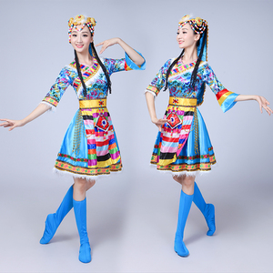 新款藏族舞蹈演出服装蒙古服饰女少数民族服装成人西藏广场舞水袖