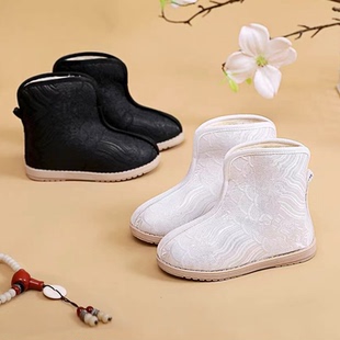 童靴男老北京布鞋女短靴国风学生表演古装古风中式儿童绣花汉服鞋