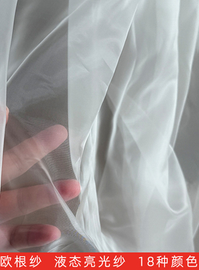 水光欧根纱高光泽液态亮光纱透明薄软网纱婚纱面料汉服连衣裙布料