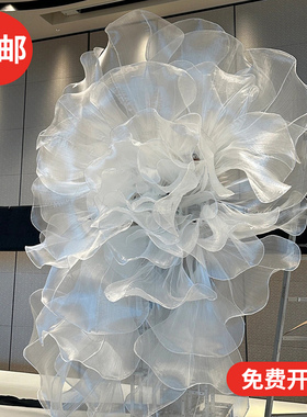 珠光纱风琴纱褶皱欧根纱手工纱花艺婚礼背景装饰婚庆舞台造型面料