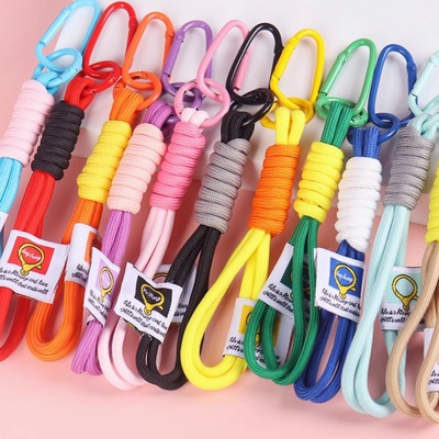 拼色手机挂绳尼龙编织绳钥匙扣挂件DIY毛绒娃娃包包挂饰品配件