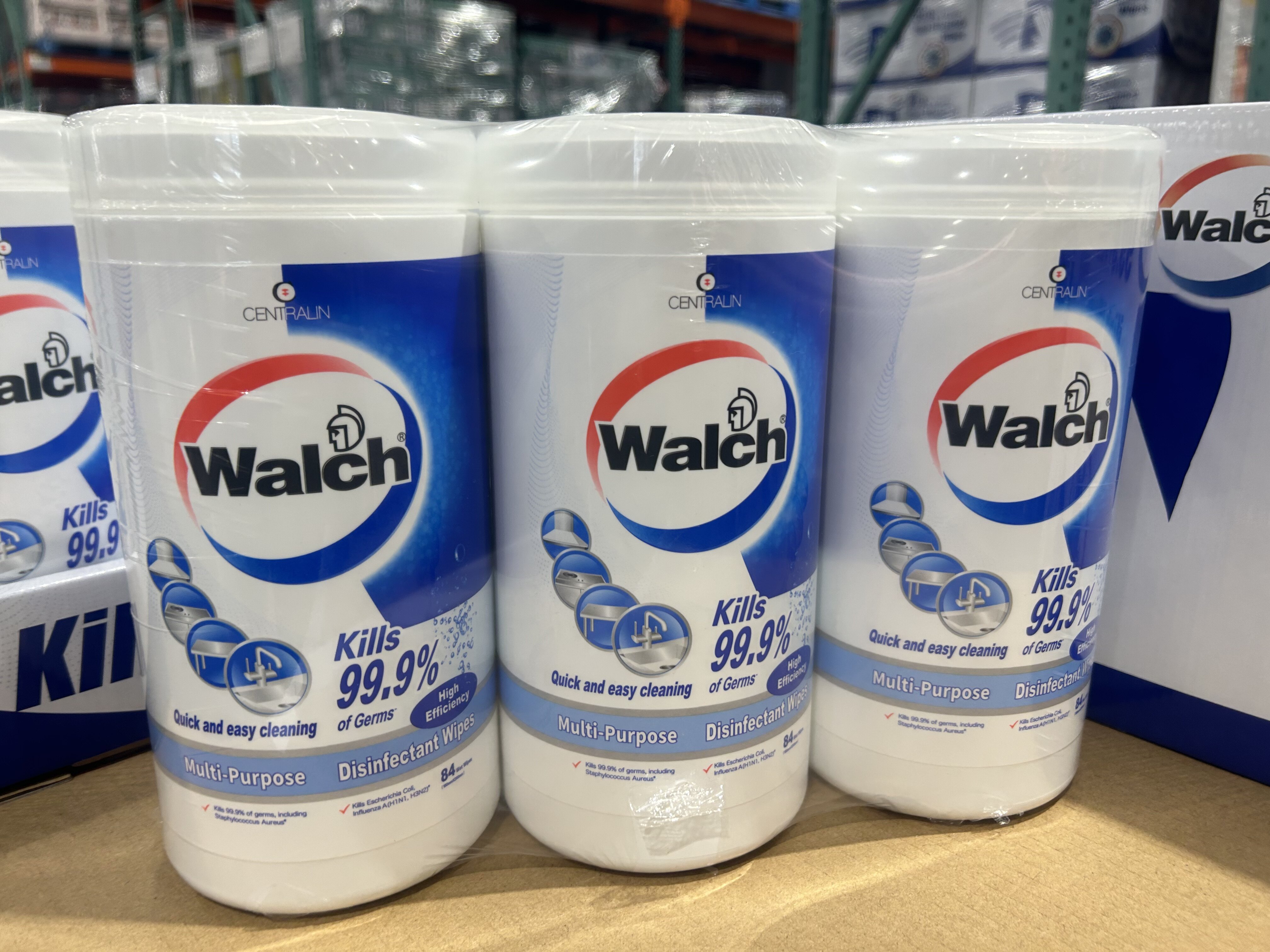 watch威露士多用途杀菌湿巾高效去污型84张x3罐除菌costco开市客