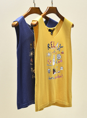 20夏 台湾品牌 洪系列 3色俏皮青春百搭背心针织上衣女 H77310D