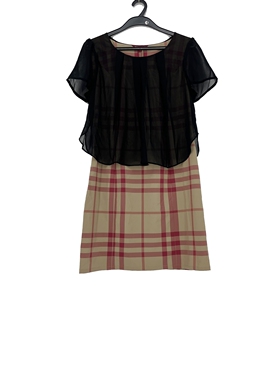 夏款 撤柜品牌 BU系列 知性OL显瘦格子假两件短袖连衣裙 125288