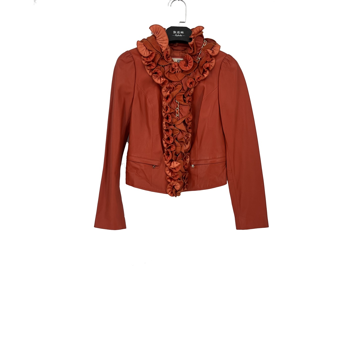 春秋款 贝系列 木耳边时尚修身皮衣外套女065,女装/女士精品,短外套,淘宝优惠券,粉丝福利购,淘宝优惠卷