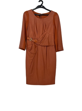 春秋款 台湾女装 JSTN腰部褶皱收腰拼接羊皮连衣裙女11229606