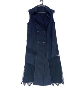 春秋款 撤柜品牌 D系列 双排扣优雅条纹无袖中长款马夹女92160