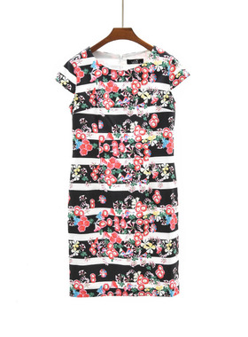 春夏款 高定重工 出口欧洲站 碎花气质修身连衣裙 花色  ML17115