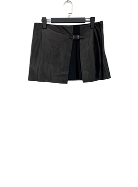 春秋款 台湾女装 JSTN 小羊皮拼接半身裙 短裙a字皮裙11229302