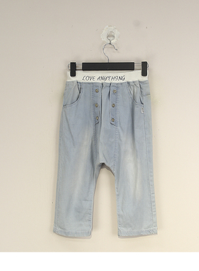 春夏款 JOJ**久童装 舒适百搭松紧腰低档牛仔休闲裤女童 52188