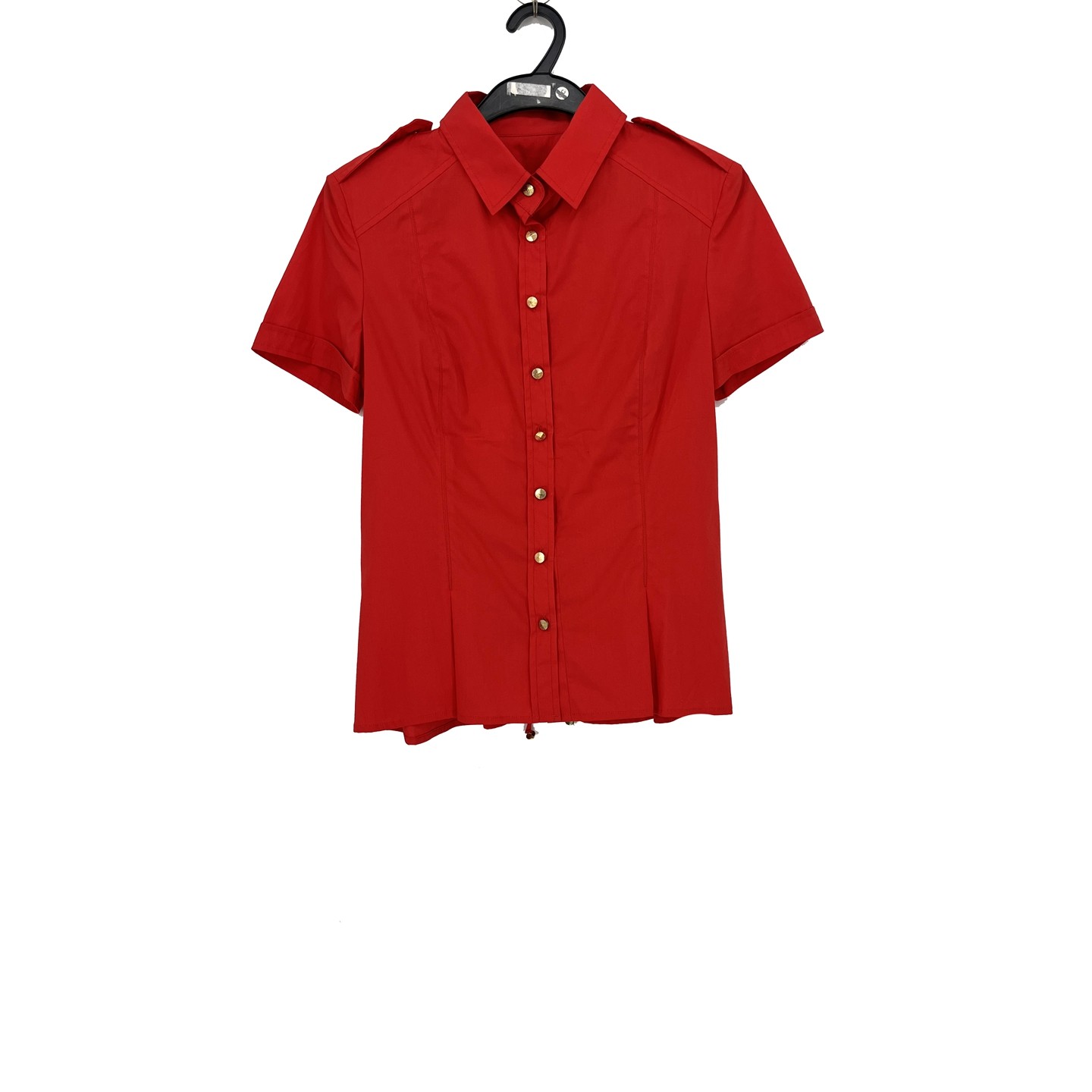 亮丽红色单排扣喜庆衬衫上衣女