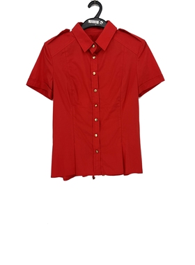 夏款 撤柜品牌 姚L系列 亮丽红色单排扣喜庆衬衫上衣女300034