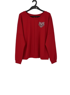 春秋款 尚J系列 红色减龄百搭宽松T恤上衣女6006