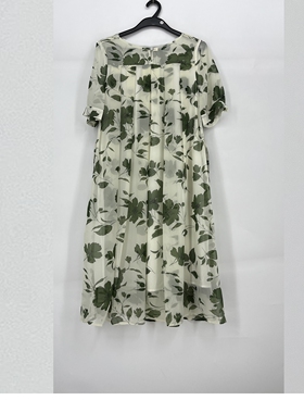 夏款 撤柜品牌 莫L凯L系列 宽松减龄印花舒适连衣裙女190016