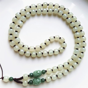 大锦和田玉吊坠项链男款手工编织高档绿色翡翠民族风挂绳情侣珠链