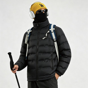 羽绒服男冬装基础款黑色立领冬天衣服百搭户外青年休闲装保暖外套