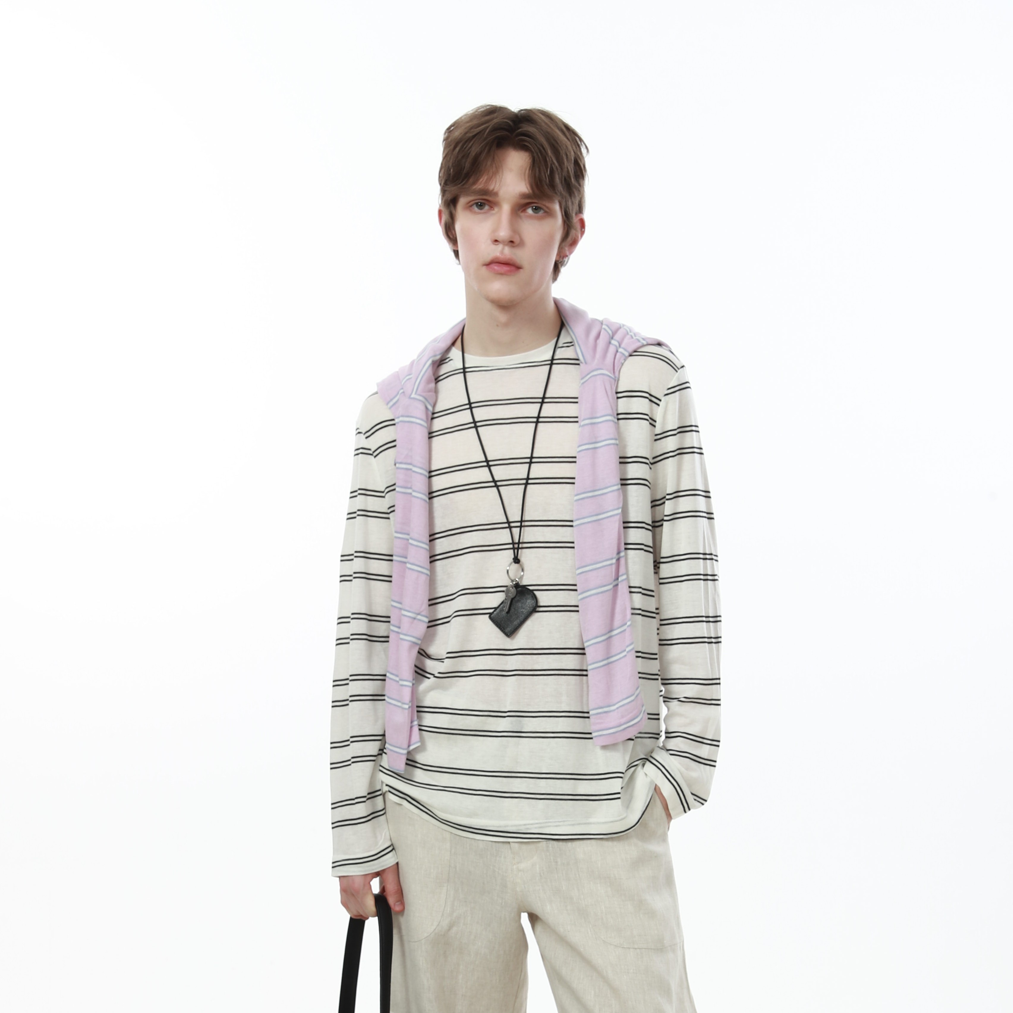 HOPECONCEP爆款肯豆风天丝羊毛立体条纹防晒打底长袖#25111