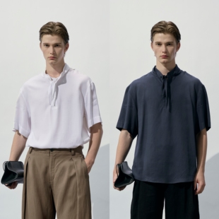 上衣 HOPECONCEPT法式 25224 衬衫 精奢设计感短袖 手稿 可拆卸领巾式