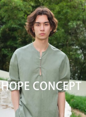 HOPECONCEPT满分松弛 简约通勤休闲感亚麻衬衫套装慵懒长裤#25202