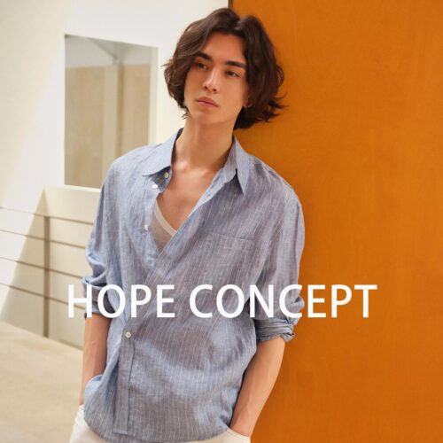 HOPECONCEPT心动返航色织条纹雨露亚麻松弛感衬衫老钱风短裤06221