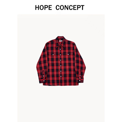 【5折福利】HOPECONCEPT小众设计春季新品格子衬衫25023