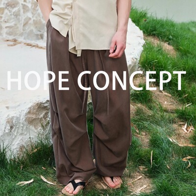 HOPECONCEPT悠然假日 松弛慵懒风设计感褶皱阔腿百搭气球裤#25203